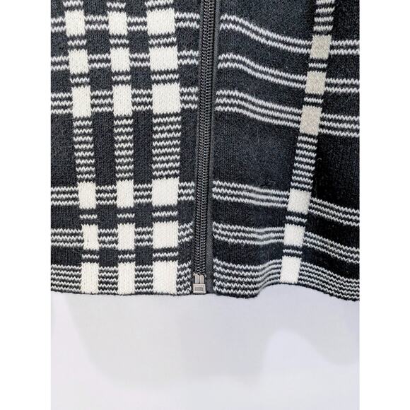 Chaps Black White Plaid Heavy Knit Zip Cardigan Jacket NWT Size Large - Picture 6 of 8